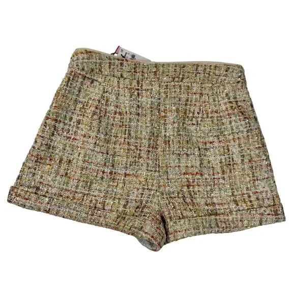 Tweed High Waisted Shorts Cream Women's 10 Chanel Inspired Parisian Vacation NWT - Picture 4 of 16